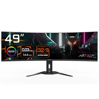 GIGABYTE Gebogener Gaming-Monitor CO49DQ OLED – 5120×1440 (DQHD), 1800R, 144Hz, 0,03ms, KVM, FreeSync Premium Pro, HDMI 2.1 GIGABYTE Gebogener Gaming-Monitor CO49DQ OLED – 5120×1440 (DQHD), 1800R, 144Hz, 0,03ms, KVM, FreeSync Premium Pro, HDMI 2.1