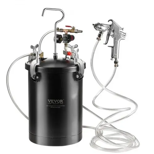 VEVOR Druckbehälter für Sprühfarbe, 15 L Druckbehälter, 60 psi einstellbarer Druck, Stahl-Druckbehälter-Farbbehälter mit Spritzpistole, Schläuchen, Druckmesser, für Heimdekoration, Industrielackierung – Bild 9