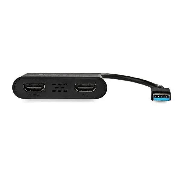 StarTech.com USB 3.0 auf Dual HDMI Adapter - 1x 4K 30Hz & 1x 1080p - Externe Video- und Grafikkarte - USB-A auf HDMI Dual Monitor Display Adapter - Unterstützt nur Windows - Schwarz – Bild 2