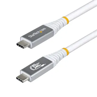 StarTech.com 1,5m USB4 Kabel, 80Gbps, USB-IF-zertifiziertes USB-C Ladekabel, 240W PD, 8K 120Hz/4K 240Hz DP2.1 DP80 Monitorkabel, Thunderbolt 4 Kompatibel – Weißes Dockingstation Kabel StarTech.com 1,5m USB4 Kabel, 80Gbps, USB-IF-zertifiziertes USB-C Ladekabel, 240W PD, 8K 120Hz/4K 240Hz DP2.1 DP80 Monitorkabel, Thunderbolt 4 Kompatibel – Weißes Dockingstation Kabel
