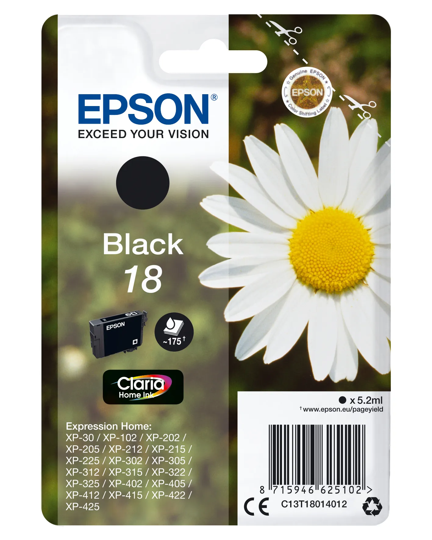 Epson Daisy Singlepack Black 18 Claria Home Ink Epson Daisy Singlepack Black 18 Claria Home Ink