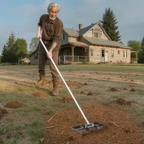 VEVOR Rasenrakel, Levelingrake mit 198 cm Griff, 431x254 mm Bodenplatte, rostbeständiger Nivellierrechen aus Karbonstahl, 5 Höhen einstellbar, Rasennivellierungswerkzeug für Hof und Golfplatz – Bild 7