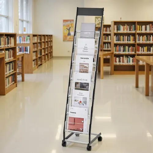 VEVOR Prospektständer Zeitschriftenständer mit 6 Fächern, rollbarer Literaturständer Kataloghalter Schrägsteller, Buchständer Bodenaufsteller aus Metall für Messen, Büroshows, Ausstellung – Bild 7