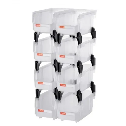 VEVOR Stapelboxen, 276x140x130 mm (8er-Pack), Lagerboxen zum Organisieren & Aufbewahren, Sichtlagerboxen, Sichtlagerkasten, für Schrank, Garage, Kleinteile, Bürobedarf, anderes Zubehör, transparent – Bild 10