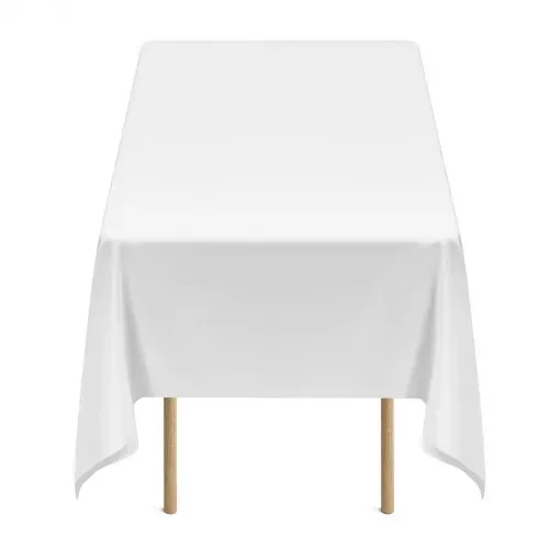 VEVOR 6 x Tischdecke Tischwäsche 1524x2591 mm, wiederverwendbarer Tischdeckenschutz, maschinenwaschbares Tischtuch aus Polyestergewebe für Partys Hochzeiten Bankette formelle Veranstaltungen, Weiß – Bild 8