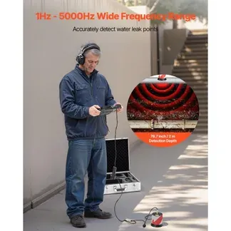 VEVOR Rohr-Wasserleckdetektor, 1 Hz–5000 Hz, 7-Zoll-Touchscreen, Lecksuchgerät für Rohrleitungen mit 2 m Tiefe – mit Sensor, 3 Abhörstäben, Kopfhörer, 8-GB-Karte und Tragetasche VEVOR Rohr-Wasserleckdetektor, 1 Hz–5000 Hz, 7-Zoll-Touchscreen, Lecksuchgerät für Rohrleitungen mit 2 m Tiefe – mit Sensor, 3 Abhörstäben, Kopfhörer, 8-GB-Karte und Tragetasche