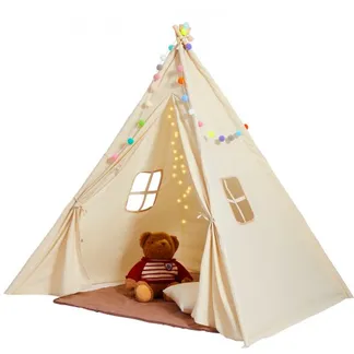 VEVOR Spielzelt Kinder, Tipi-Zelt für Kinder 1–5 Jahre, Kleinkinderzelt mit Matte und dekorativen Plüschbällen, Zelt für Kinder mit Fenstern für drinnen & draußen Beige VEVOR Spielzelt Kinder, Tipi-Zelt für Kinder 1–5 Jahre, Kleinkinderzelt mit Matte und dekorativen Plüschbällen, Zelt für Kinder mit Fenstern für drinnen & draußen Beige
