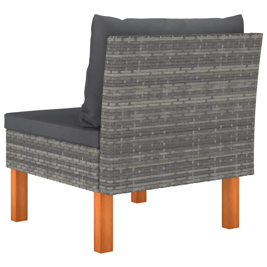 vidaXL Mittelsofas 2 Stk. Poly Rattan und Eukalyptus Massivholz – Bild 6