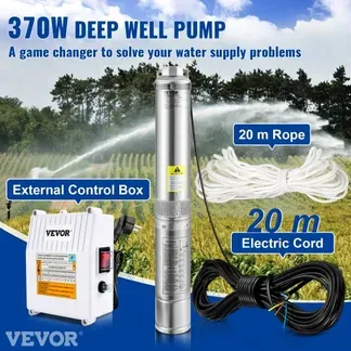 VEVOR 101,6 mm Tiefbrunnenpumpe 370 W Brunnenpumpe 110 L/min Tauchpumpe max Förderhöhe 44m Rohrpumpe 230 V 50 Hz Sandpumpe Edelstahl Wasserpumpe 0-40°C Pumpe VEVOR 101,6 mm Tiefbrunnenpumpe 370 W Brunnenpumpe 110 L/min Tauchpumpe max Förderhöhe 44m Rohrpumpe 230 V 50 Hz Sandpumpe Edelstahl Wasserpumpe 0-40°C Pumpe