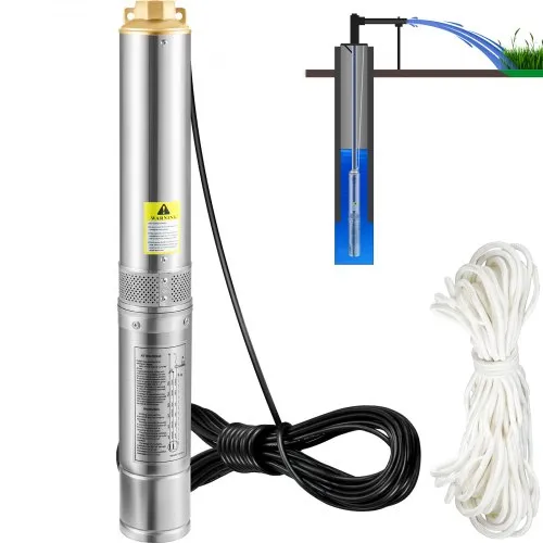 VEVOR 88,9 mm Tiefbrunnenpumpe 750W Brunnenpumpe 105L/min Tauchpumpe max. Förderhöhe 62m Rohrpumpe 230V 50Hz Sandpumpe IP68 Wasserpumpe mit 20m Kabel Pumpe Ideal zur Bewässerung oder Wasser-Versorgung VEVOR 88,9 mm Tiefbrunnenpumpe 750W Brunnenpumpe 105L/min Tauchpumpe max. Förderhöhe 62m Rohrpumpe 230V 50Hz Sandpumpe IP68 Wasserpumpe mit 20m Kabel Pumpe Ideal zur Bewässerung oder Wasser-Versorgung