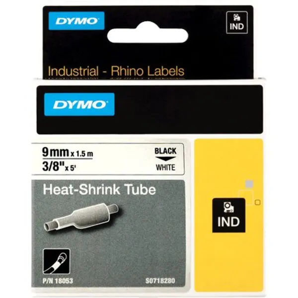 Rhino IND ORIGINAL Heißschrumpfschlauch 9mm x 1,5m, schwarz auf weiß, Etiketten- Schrumpfschlauch Rhino IND ORIGINAL Heißschrumpfschlauch 9mm x 1,5m, schwarz auf weiß, Etiketten- Schrumpfschlauch