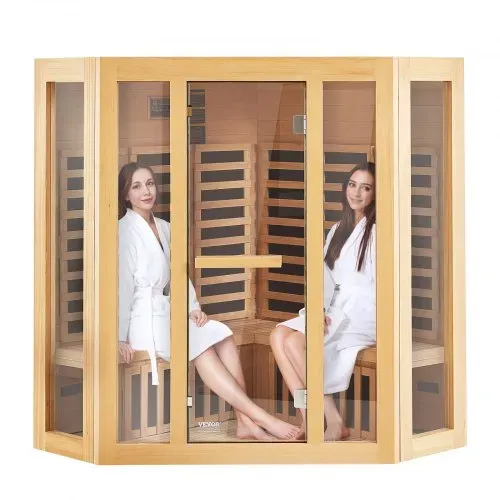 VEVOR Ferninfrarot-Holzsauna, Sauna-Spa für Zuhause, für 3 bis 4 Personen, Niedrige EMF-Ferninfrarot-Sauna aus Hemlockholz mit gehärteter Glastür & Bluetooth-Lautsprechern & Farblichttherapie, 2470 W für den Innenbereich – Bild 10