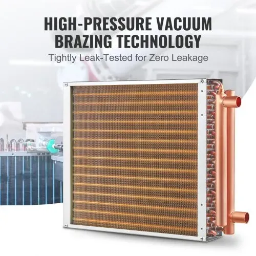 VEVOR Wärmetauscher Wasser-Luft, 40,64 x 40,64 cm mit 3-reihigen 9,53 mm Kupferanschlüssen, 193 Aluminiumlamellen Wärmetauscher für Holzöfen, Heizung und Kühlung im Wohnbereich und Warmluftheizung – Bild 5