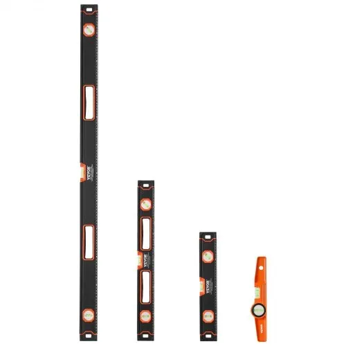 VEVOR 4-teiliges Torpedo-Wasserwaagen-Set, 120/60/40/25cm alle magnetischen Wasserwaagen, Libellen-Lineal für 45/90/180 Grad, magnetisches Kasten-Wasserwaagen-Werkzeug aus Aluminiumlegierung – Bild 9