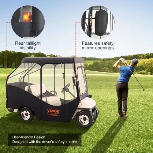 VEVOR Transparent Golfwagen Regenabdeckung 4-Personen-Golfwagenabdeckung 152 x 110 cm, 420D-Polyester Wasserdicht, Tragbar, Fahrbar, Aufbewahrungsabdeckung für Golfwagen Passend für EZGO TXT Golfwagen – Bild 3