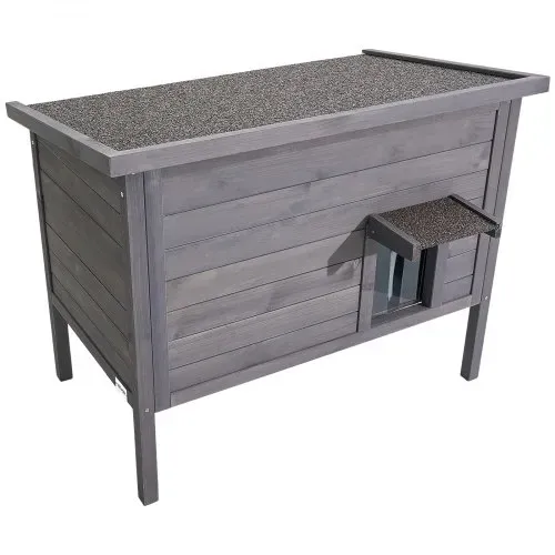 VEVOR Katzenhaus Outdoor 870 x 535 x 690 mm, Katzenhütte aus Holz, winterfeste Katzenhöhle mit 30-W-Heizkissen, PVC-Klapptür & Asphaltdach, Katzenunterstand für 1–3 Katzen im Winter, – Bild 9