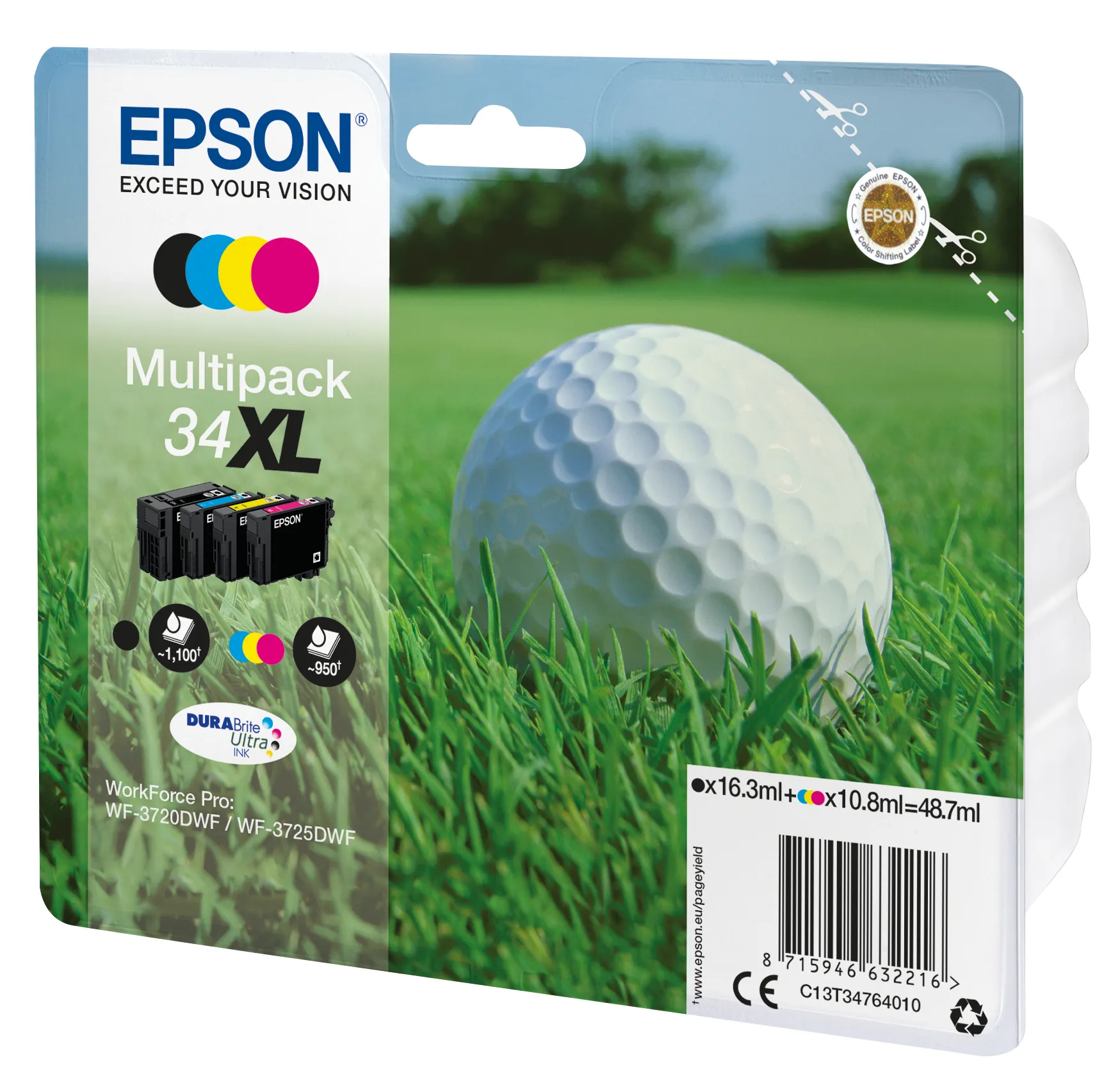 Epson Golf ball Multipack 4-colours 34XL DURABrite Ultra Ink Epson Golf ball Multipack 4-colours 34XL DURABrite Ultra Ink