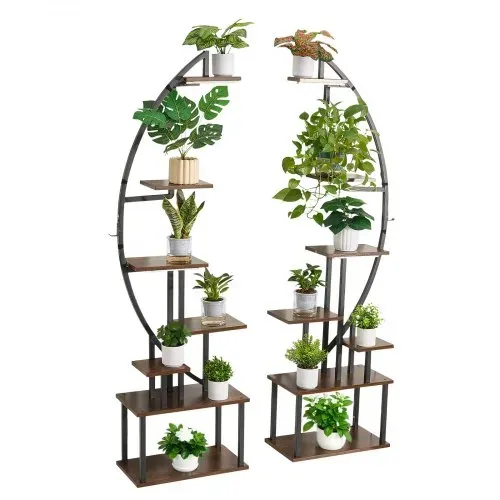 VEVOR Pflanzenständer mit Wachstumslichtern 2er Pack, 7-stufiger Blumenständer, Blumentreppe, Pflanzentreppe, 3 Timer- & 10 Helligkeitsstufen, Blumenregal für das Wohnzimmer, 550x260x1665mm – Bild 8