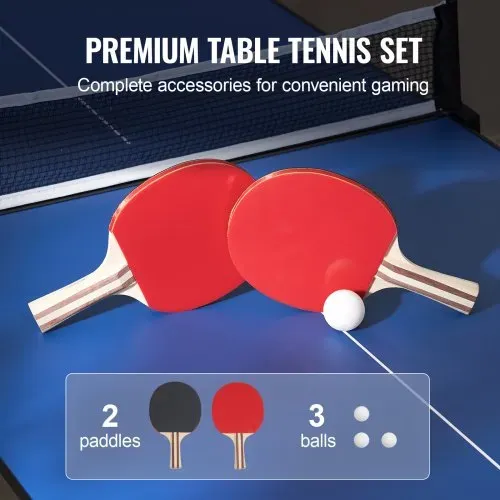 VEVOR Tischtennistisch Ping-Pong-Tisch, mittelgroße tragbare Tischtennisplatte, Tischtennisplatte aus MDF zusammenklappbar komplettes Set mit Netz, 2 Schlägern, 3 Bällen, Tragetasche, Griff – Bild 5