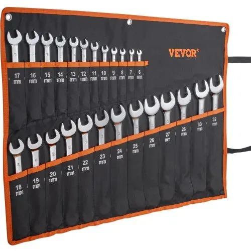 VEVOR Schlüsselsatz 25-teiliger Ratschenschlüsselsatz mit Rolltasche, Schlüsselsatz aus Karbonstahl metrisch 6 mm bis 32 mm, ideal für Haushalt Autoreparaturen Werkstatt Garage Notfall – Bild 8