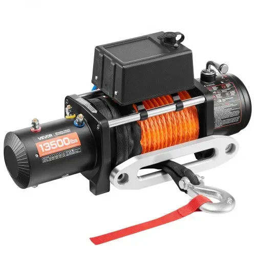 VEVOR Elektrische Seilwinde, 13.500 lb, 12 V DC LKW-Winde mit Φ3/8 Zoll x 80 Fuß Synthetikseil, Aluminium-Seilführung, kabellose und kabelgebundene Fernbedienung, IP55 wasserdicht zum Schleppen von Geländewagen, Jeeps, Anhängern und Booten – Bild 10