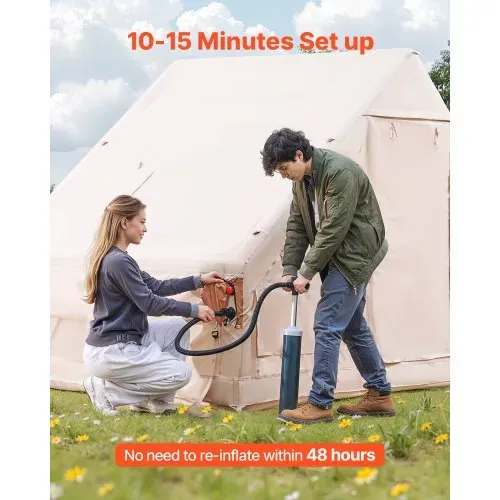 VEVOR Aufblasbare Zelte für Camping 3x2x2 m, 3–5 Personen, 300D Oxford 4-Jahreszeiten-Glamping-Zelt mit Baldachin, Handpumpe, Ofenanschluss, 2 Türen & 2 Netzfenstern (Aufbewahrungstasche inkl.) VEVOR Aufblasbare Zelte für Camping 3x2x2 m, 3–5 Personen, 300D Oxford 4-Jahreszeiten-Glamping-Zelt mit Baldachin, Handpumpe, Ofenanschluss, 2 Türen & 2 Netzfenstern (Aufbewahrungstasche inkl.)
