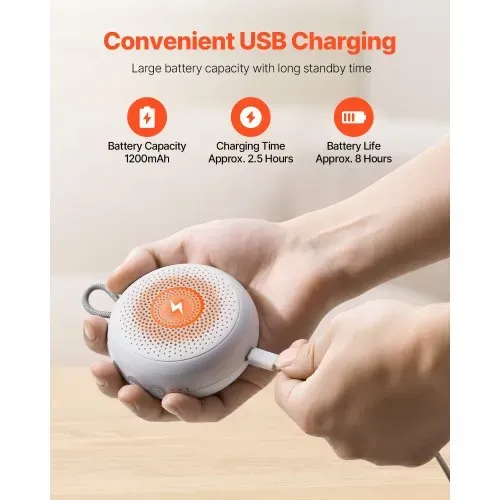 VEVOR Einschlafhilfe, White Noise Machine, 20 Musiktitel, 4-in-1-Soundmaschine mit weißem Rauschen, automatischem Abschalttimer, sanftem Ringlicht, Speicherfunktion & Kindersicherung, Rauschgerät – Bild 3