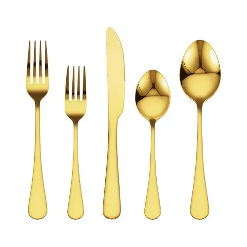 VEVOR 60 tlg. Besteckset in Gold aus lebensmittelechtem Edelstahl, hochglanzpoliertes Essbesteck-Set, spülmaschinenfestes Essgeschirr, Service für 12 Personen, inkl. Messer Gabel Löffel – Bild 9