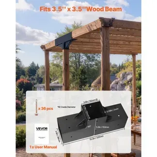 VEVOR Pfostenverbinder, 2er-Pack, T-förmige Pfostennecke für Posten mit einer Innengröße von 92 x 92 mm, 3-Wege-Pergola-Halterungen, Pavillon-Halterungssatz mit Schrauben VEVOR Pfostenverbinder, 2er-Pack, T-förmige Pfostennecke für Posten mit einer Innengröße von 92 x 92 mm, 3-Wege-Pergola-Halterungen, Pavillon-Halterungssatz mit Schrauben