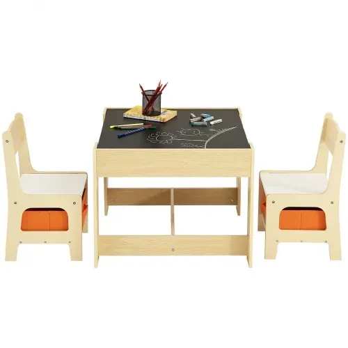 VEVOR Kindersitzgruppe Kindertisch, 2 Kinderstühle 1 Tisch Kindersitzgruppe aus P2-Grad MDF, Kindertisch-Set Stabile Kindermöbel mit doppelseitiger Tischplatte & Aufbewahrungsbox Kindermöbelset – Bild 9