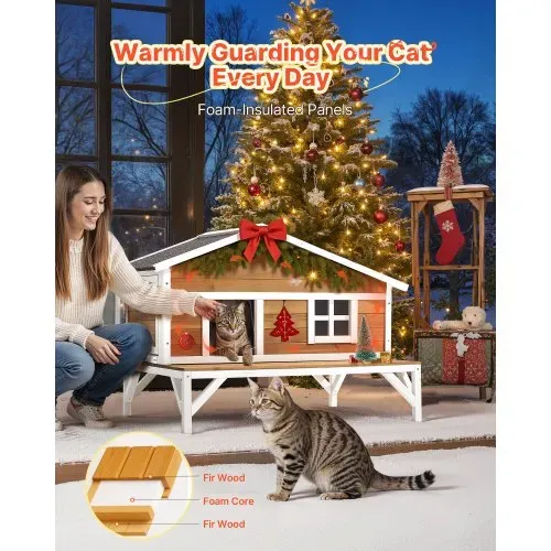 VEVOR Katzenhaus Outdoor, Katzenhütte mit Schaumstoffisolierung, Holzunterstand mit großer Plattform, winterfest & isoliert, Katzenhöhle für Haus- & Freigängerkatzen im Winter 1105x853x787 mm VEVOR Katzenhaus Outdoor, Katzenhütte mit Schaumstoffisolierung, Holzunterstand mit großer Plattform, winterfest & isoliert, Katzenhöhle für Haus- & Freigängerkatzen im Winter 1105x853x787 mm