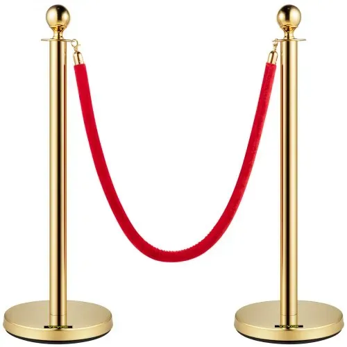 VEVOR 6-teiliges Personenleitsystem 96 cm Gesamthöhe Absperrung, Abgrenzungsständer Leitpfosten, Absperrständer mit 1,5 m Länge Seil für Hochzeiten, Hotels, Ausstellungen Goldener Absperrständer – Bild 9