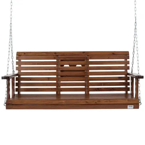 VEVOR Hollywoodschaukel Zedernholz, 1523x710x600mm, Terrassenschaukel für Hof und Garten, verbesserte Tragkraft von ca. 400 kg, robuste Schaukelstuhlbank mit Aufhängeketten für den Außenbereich, braun – Bild 10