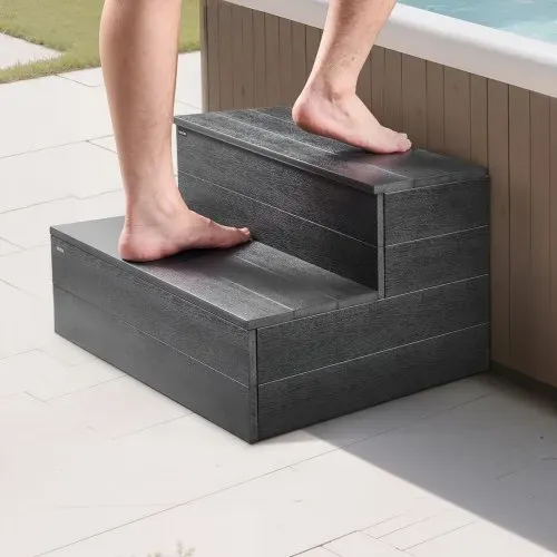 VEVOR Badewannenstufe Pooltreppe 2-stufige Außentreppe, 635 mm breite HIPS-Leiter für oberirdische/aufblasbare Pools mit 272,16 kg Tragkraft, vielseitig einsetzbar für Veranda Terrasse Wohnmobile – Bild 7
