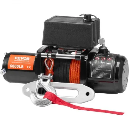 VEVOR Elektrische Seilwinde, 6000 lb Tragkraft, 12 V DC für LKWs mit 1/4 Zoll x 55 Fuß Synthetikseil, Aluminium-Seilführung, zwei Fernbedienungsoptionen, IP55-Wasserbeständigkeit, ideal zum Schleppen von SUVs, LKWs, Jeeps, Anhängern und Booten – Bild 9