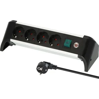 Alu-Office-Line Steckdosenleiste 4-fach, für den Schreibtisch Alu-Office-Line Steckdosenleiste 4-fach, für den Schreibtisch