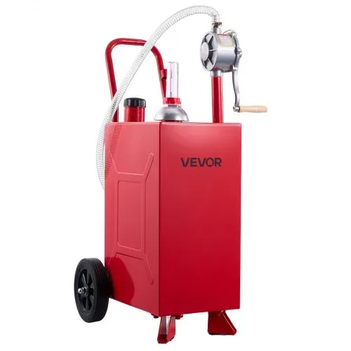 VEVOR 56,8L Kraftstofftrolley Mobile Tankanlage mit Manueller Pumpe Rot, Kohlenstoffstahl, Mit 2 Rollen & 3m Förderschlauch, Max. 17,8L/min Durchfluss, Benzin & Diesel, Ideal für ATV UTV Motorrad – Bild 9