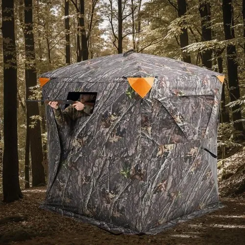 VEVOR Jagdzelt Jagdversteck Bodenzelt Pop-Up-Hirschversteck für 2–3 Personen zur Jagd mit Tragetasche, tragbares & belastbares Bodenversteck mit 3 horizontalen Fenstern 148 x 148 x 170 cm – Bild 7