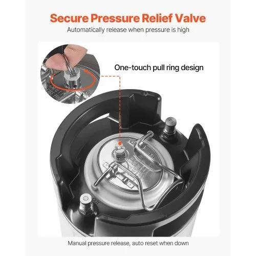 VEVOR Corny Keg Ball Lock Keg 19 L, SUS304 Cold Brew Eimer Fass mit zwei Gummigriffen & robustem Gummiboden, Brauausrüstung für Heimbraupartys Bar Bistro Restaurant Café, 1 Stk. – Bild 3