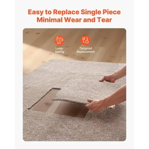 VEVOR Teppichfliesen 457,2 x 457,2 x 12 mm, 10er-Pack, selbstklebender Teppichboden mit Fläche von 2 m², Teppich Bodenbelag, einfacher DIY-Austausch für Wohnzimmer und Büro, Hellbraun – Bild 5