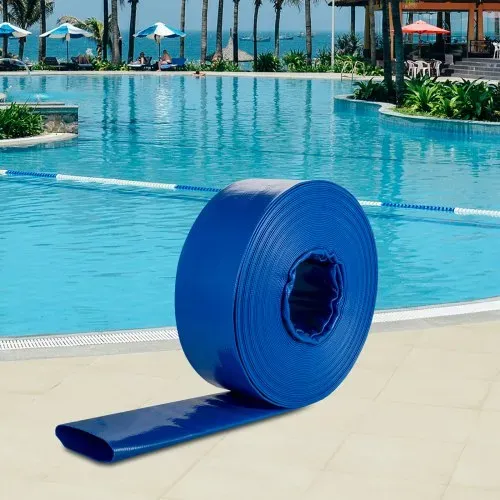 VEVOR Abflussschlauch, 51 mm x 32 m, PVC-Gewebe-Flachschlauch, robuster Rückspül-Ablaufschlauch mit Klemmen, wetterfest und platzsicher, ideal für Schwimmbad und Wassertransfer, blau – Bild 7
