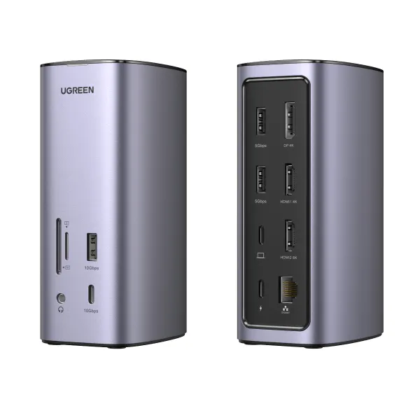 Ugreen USB-C Docking Station 12-in-1 Kabelgebunden Silber Ugreen USB-C Docking Station 12-in-1 Kabelgebunden Silber