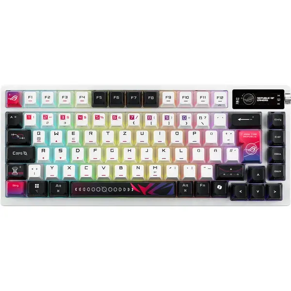 ASUS ROG Azoth X Tastatur Gaming USB + RF Wireless + Bluetooth Schweiz Schwarz, Weiß – Bild 2