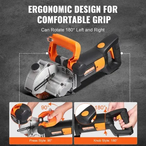 VEVOR Elektrische Wandfräse 5000 U/min Wand Chaser Maschine 4800Watt Wand Groove Schneidemaschine Stoßmaschine 42mm für Ziegel Granit Marmor Beton Cutter Notcher Groover mit 5 x Sägeblätter – Bild 3