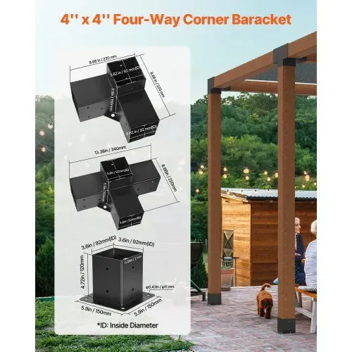VEVOR Pfostenverbinder, Pfostennecke für Posten mit einer Innengröße von 92×92 mm, 3-Wege- (4 Stk.) & 4-Wege- (2 Stk.) Pavillon-Halterungen mit 6 Pfostenträger, für Pergolen, Pavillons VEVOR Pfostenverbinder, Pfostennecke für Posten mit einer Innengröße von 92×92 mm, 3-Wege- (4 Stk.) & 4-Wege- (2 Stk.) Pavillon-Halterungen mit 6 Pfostenträger, für Pergolen, Pavillons