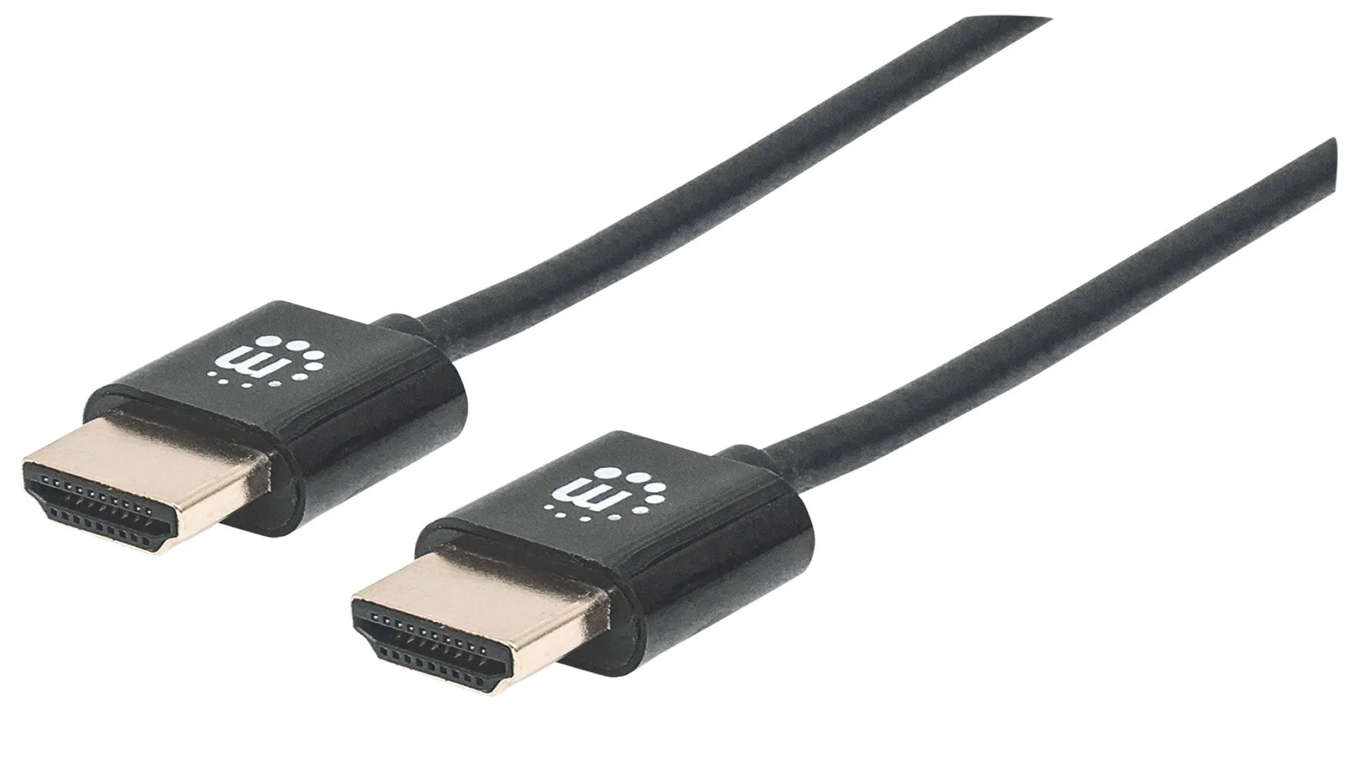 Manhattan Ultradünnes High Speed HDMI-Kabel mit Ethernet-Kanal, HEC, ARC, 3D, 4K, HDMI-Stecker auf HDMI-Stecker, geschirmt, schwarz, 0,5 m Manhattan Ultradünnes High Speed HDMI-Kabel mit Ethernet-Kanal, HEC, ARC, 3D, 4K, HDMI-Stecker auf HDMI-Stecker, geschirmt, schwarz, 0,5 m