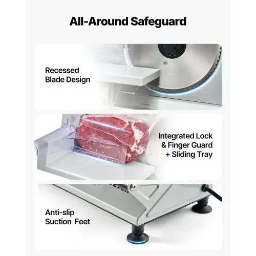 VEVOR Allesschneider Fleischschneider 150 W 65–90U/min Aufschnittmaschine mit 17 cm Klinge Fleischschneidemaschine mit 0–15 mm einstellbarer Dicke für Gefrorenes Fleisch Schinken Prime Steak – Bild 5