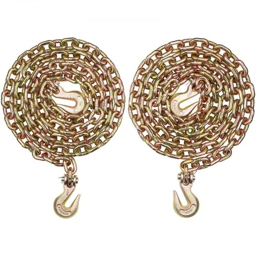 VEVOR G80 Transport-Binderkette, 3/8 Zoll x 10,3 Fuß, 2er-Pack Abschleppkette mit Gabelkopf-Greifhaken, 7100 lbs sichere Arbeitslast, Hochleistungs-Forstkette für den Transport von Abschlepp-LKW-Bindeausrüstung VEVOR G80 Transport-Binderkette, 3/8 Zoll x 10,3 Fuß, 2er-Pack Abschleppkette mit Gabelkopf-Greifhaken, 7100 lbs sichere Arbeitslast, Hochleistungs-Forstkette für den Transport von Abschlepp-LKW-Bindeausrüstung