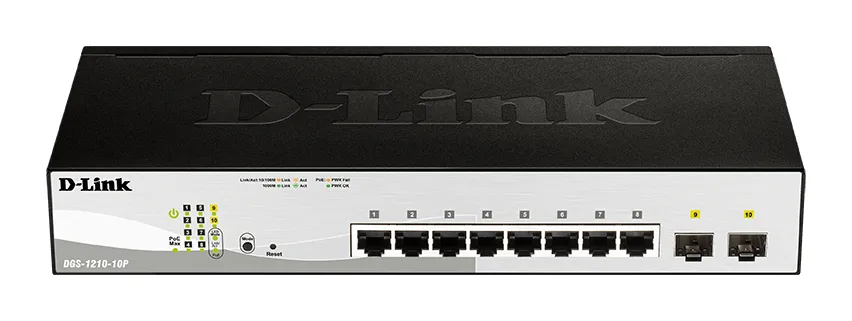 D-Link DGS-1210-10P Managed L2 Gigabit Ethernet (10/100/1000) Power over Ethernet (PoE) 1U Schwarz D-Link DGS-1210-10P Managed L2 Gigabit Ethernet (10/100/1000) Power over Ethernet (PoE) 1U Schwarz