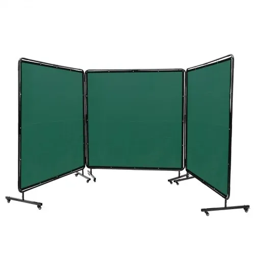 VEVOR 3-Panel-Schweißvorhang 1,8 x 1,8m Schweißschutzvorhang aus Flammhemmendem Vinyl Schweißschutzwand mit 6 Schwenkrädern und einem 6-stufigen UV-Schutz Schweißerdecke Schweißschutz Grün – Bild 8